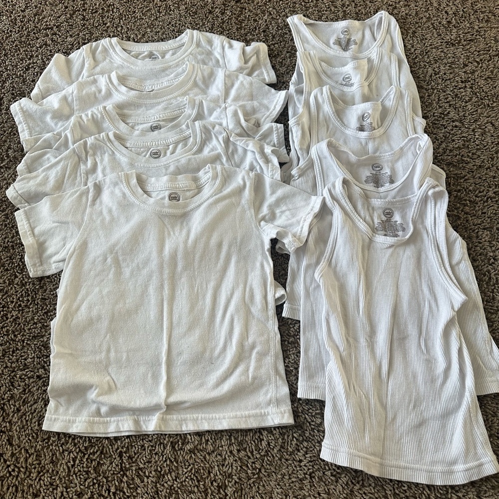 Kids White T-Shirts and Tank Tops Set